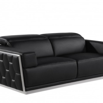 1111 - Global United Black Top Grain Italian Leather Sofa