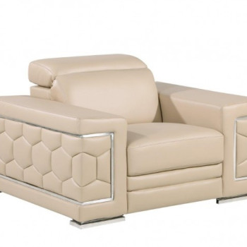 296 - Global United Genuine Beige Leather Chair