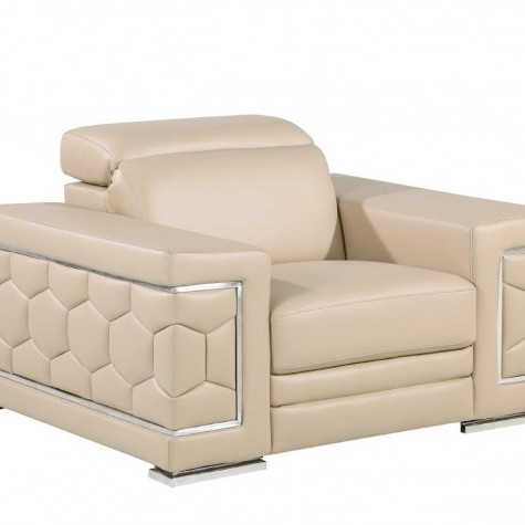 296 - Global United Genuine Beige Leather Chair
