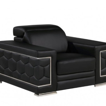 296 - Global United Genuine Black Leather Chair