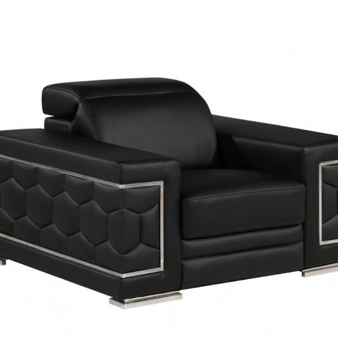 296 - Global United Genuine Black Leather Chair