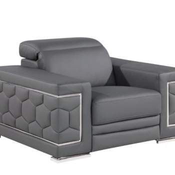 296 - Global United Genuine Gray Leather Chair