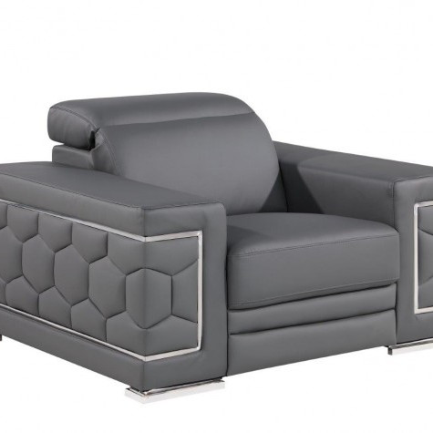 296 - Global United Genuine Gray Leather Chair