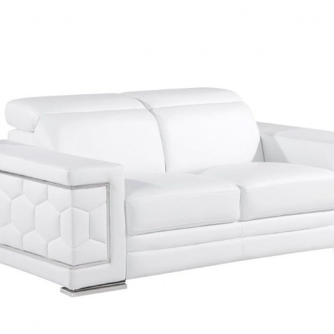 296 - Global United Genuine White Leather Loveseat