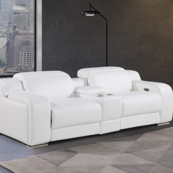 1116-WHITE-3PC 2-Power Reclining Loveseat With Power Headrest in Italian Leather