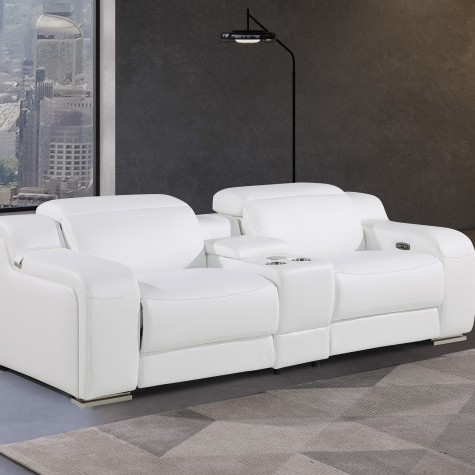 1116-WHITE-3PC 2-Power Reclining Loveseat With Power Headrest in Italian Leather