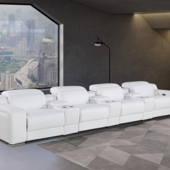 1116-WHITE-7PC 4-Power Reclining Sofa With Power Headrest in Italian Leather