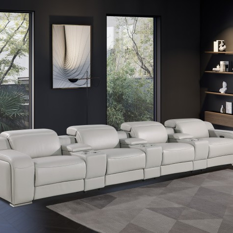 1116-LIGHT GRAY- 7PC 4-Power Reclining Sofa With Power Headrest in Italian Leather