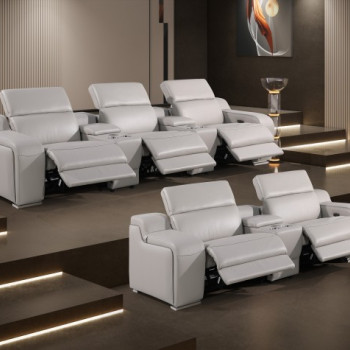 1116-LIGHT GRAY - 8PC 5-Power Reclining Sofa With Power Headrest in Italian Leather