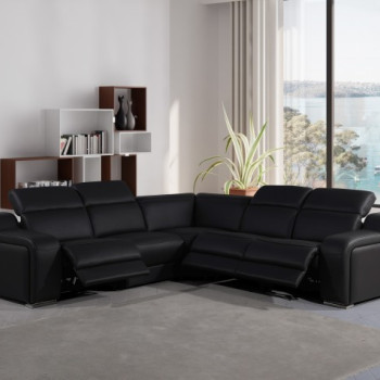 1116 - 5-Piece 3-Power Reclining Italian Leather Sectional Sofa with Power Headrest