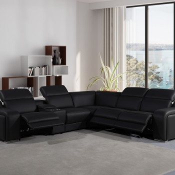 1116 - 6-Piece 3-Power Reclining Italian Leather Sectional Sofa with Power Headrest
