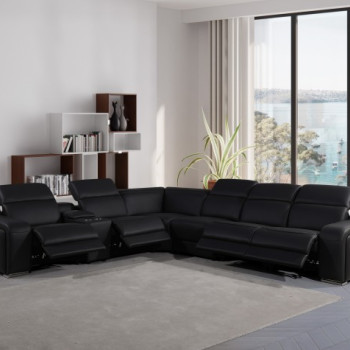 1116 - 7-Piece 4-Power Reclining Italian Leather Sectional Sofa with Power Headrest
