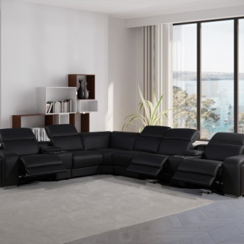 1116 - 8-Piece 3-Power Reclining Italian Leather Sectional Sofa with Power Headrest
