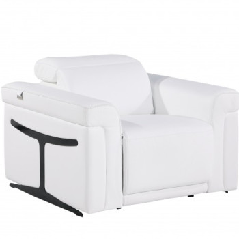 1126 - Top Grain Power Reclining Italian White Leather Chair