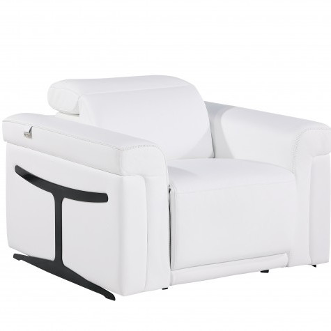 1126 - Top Grain Power Reclining Italian White Leather Chair