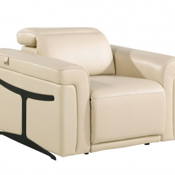 1126 - Top Grain Power Reclining Italian Beige Leather Chair