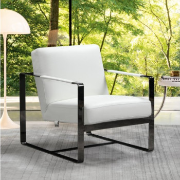 C67-WHITE-CH White Leather Accent Chair