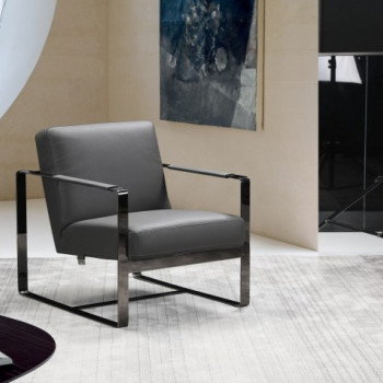 C67-DARK-GREY-CH Dark Gray Leather Accent Chair