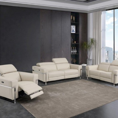 990-BEIGE-3PC Beige Power Reclining Sofa Set
