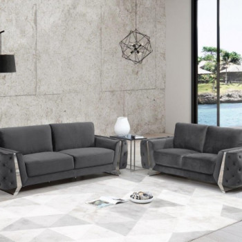 1051-DK-GRAY-2PC 2PC SETS SOFA + LOVESEAT