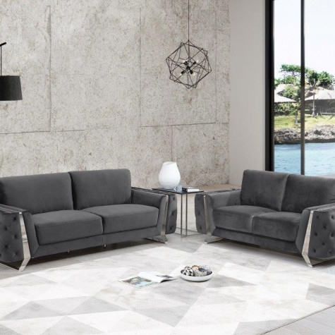 1051-DK-GRAY-2PC 2PC SETS SOFA + LOVESEAT