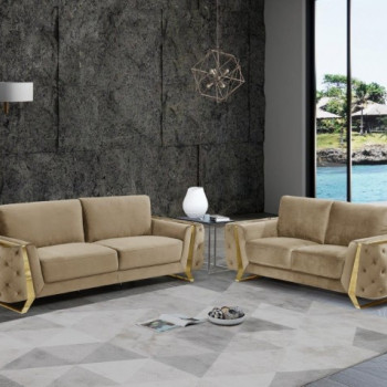 1051-BEIGE-2PC BEIGE 2PC SETS SOFA + LOVESEAT