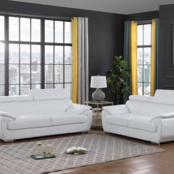 4571-WHITE-2PC White Sofa Love