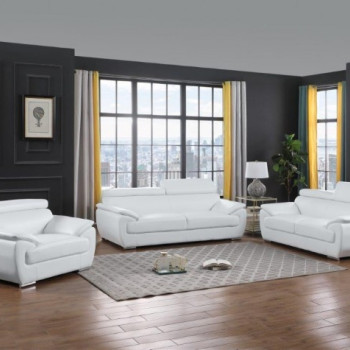 4571-WHITE-3PC White Sofa Set