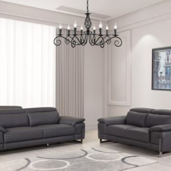 636-DARK-GRAY-2PC Dark Gray Sofa Love
