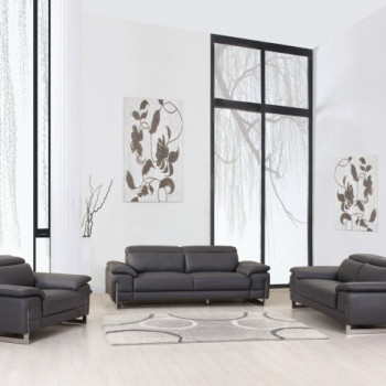 636-DARK-GRAY-3PC Dark Gray Sofa Set