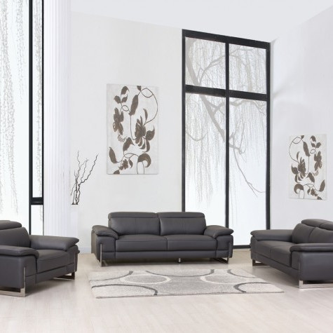636-DARK-GRAY-3PC Dark Gray Sofa Set