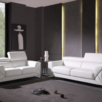 903-WHITE-2PC White Sofa Love