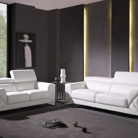 903-WHITE-2PC White Sofa Love