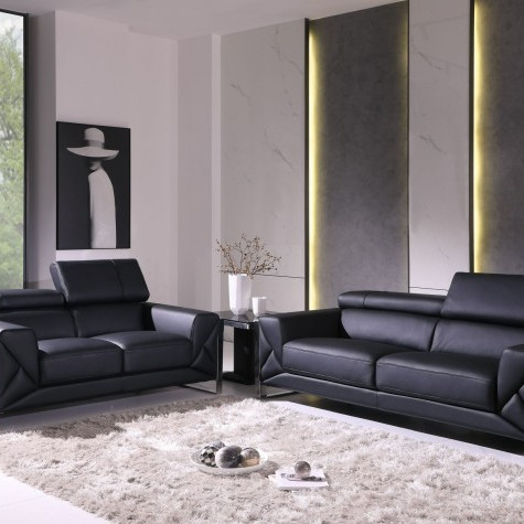 903-BLACK-2PC Black Sofa Love