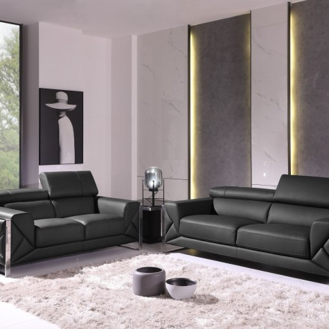 903-DARK_GRAY-2PC Dark Gray Sofa Love