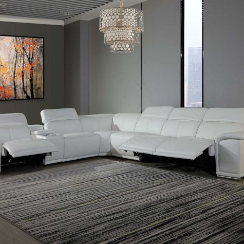 9762-WHITE-3PWR-7PC White 3-Power Reclining 7PC Sectional w/ 1-Console