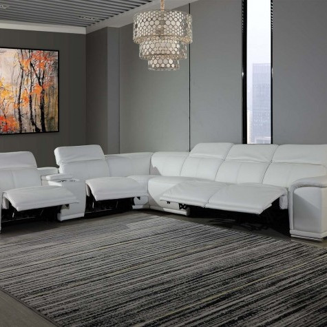 9762-WHITE-4PWR-7PC White 4-Power Reclining 7PC Sectional w/ 1-Console