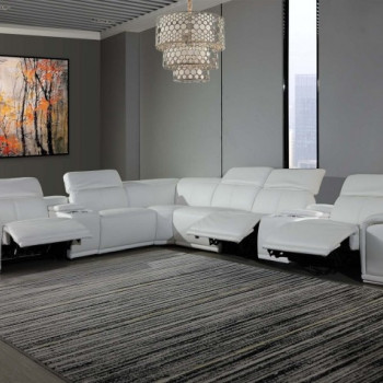 9762-WHITE-3PWR-8PC White 3-Power Reclining 8PC Sectional /w 2-Consoles