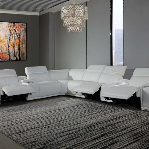 9762-WHITE-3PWR-8PC White 3-Power Reclining 8PC Sectional /w 2-Consoles