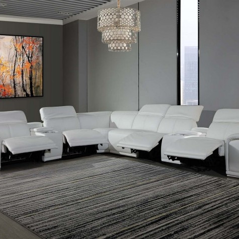 9762-WHITE-4PWR-8PC White 4-Power Reclining 8PC Sectional /w 2-Consoles