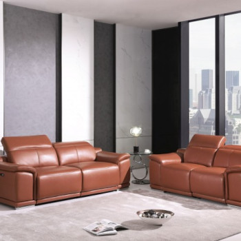 9762-CAMEL-2PC Camel Power Reclining Sofa Love