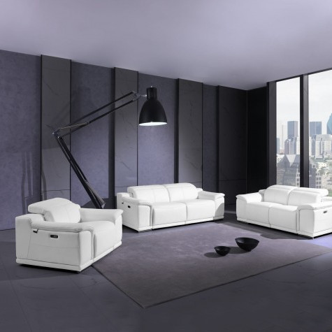 9762-WHITE-3PC White Power Reclining Sofa Set