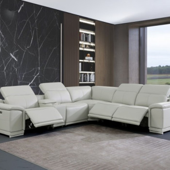 9762-LT_GRAY-3PWR-6PC Light Gray 3-Power Reclining 6PC Sectional w/ 1-Console