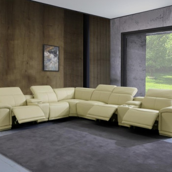 9762-BEIGE-3PWR-8PC Beige 3-Power Reclining 8PC Sectional /w 2-Consoles