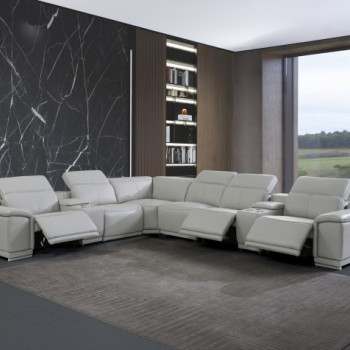 9762-LT_GRAY-3PWR-8PC Light Gray 3-Power Reclining 8PC Sectional /w 2-Consoles