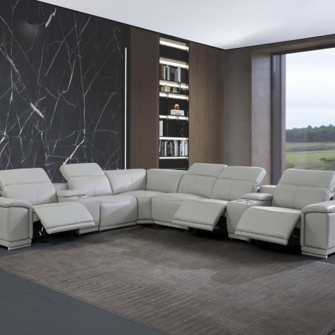 9762-LT_GRAY-3PWR-8PC Light Gray 3-Power Reclining 8PC Sectional /w 2-Consoles
