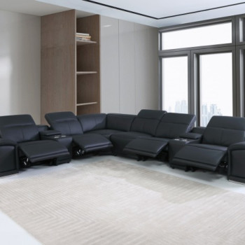 9762-BLACK-4PWR-8PC Black 4-Power Reclining 8PC Sectional /w 2-Consoles