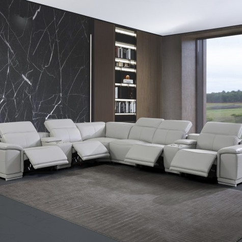 9762-LT_GRAY-4PWR-8PC  Light Gray 4-Power Reclining 8PC Sectional /w 2-Consoles