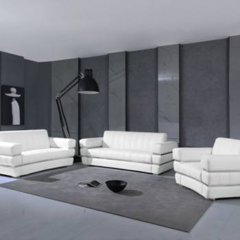 904-WHITE-S-L-CH 3PC SETS White Italian Leather Sofa + Loveseat + Chair 