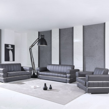 904-DK_GRAY-S-L-CH 3PC SETS Dark Gray Italian Leather Sofa + Loveseat + Chair 